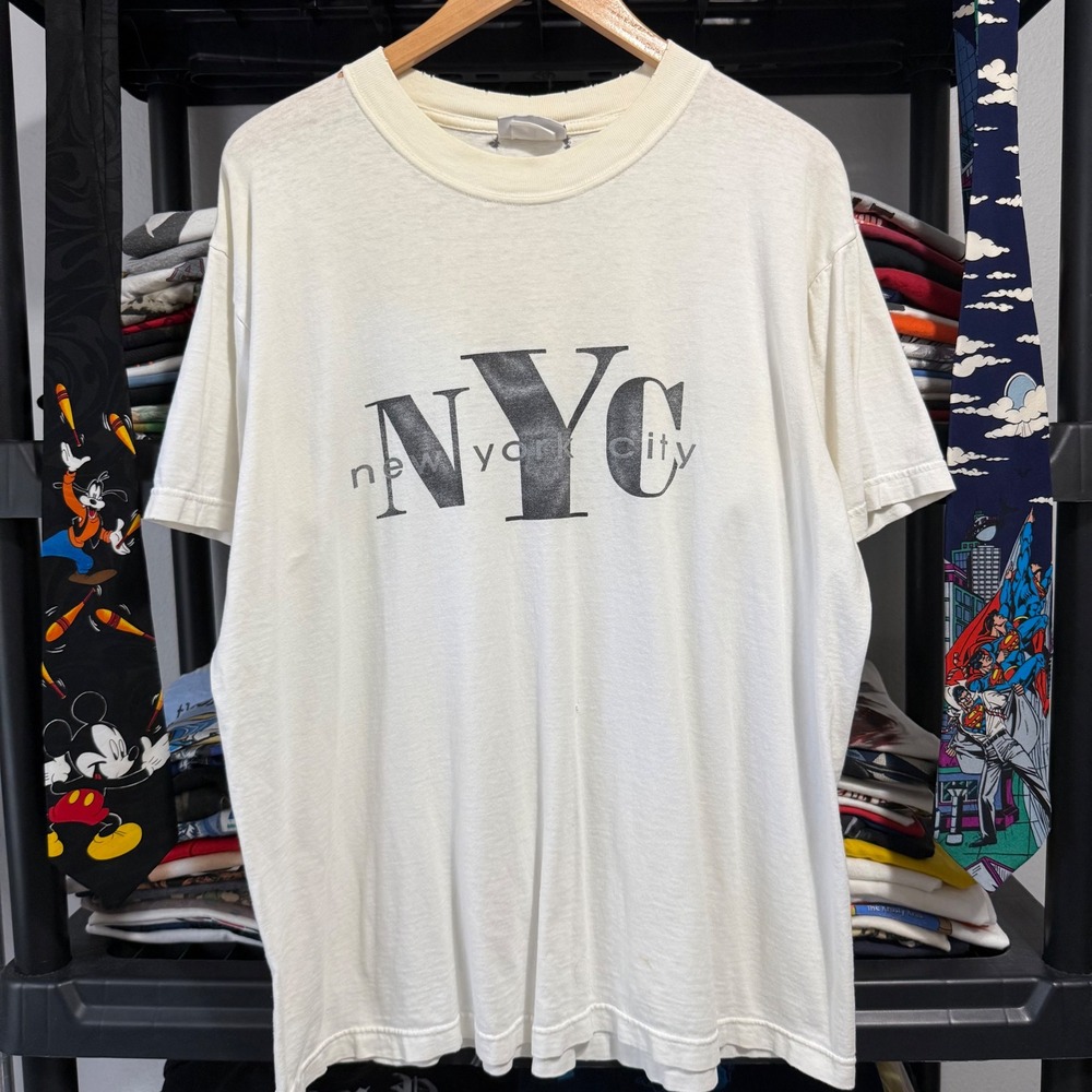Vintage White NYC New York City Graphic Tee XL Light Distressing